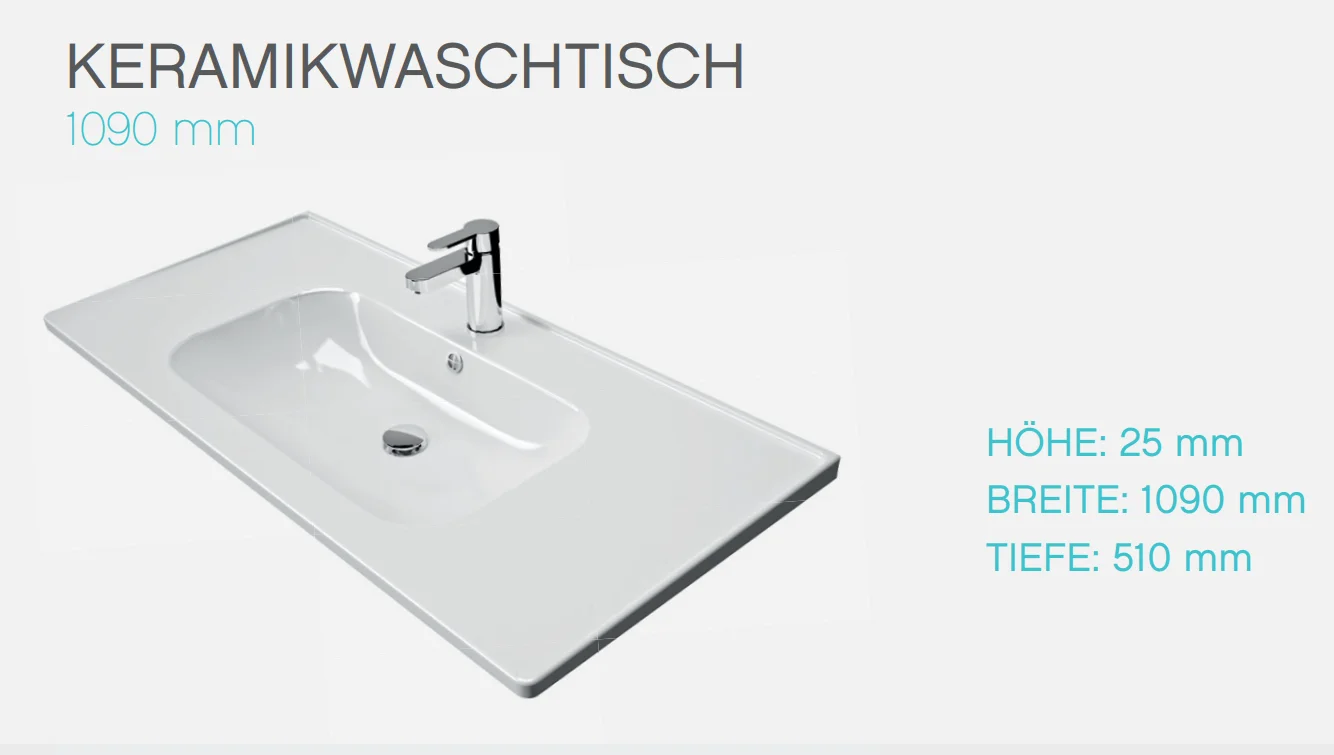 Pelipal TrenTino Badmöbel Set 110 cm - Konfigurator mit Spiegelschrank - Ansicht 6