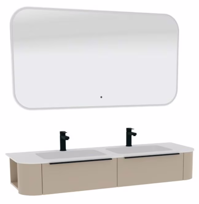Puris Veluna Badmöbelset mit Doppelwaschtisch und Badspiegel - 150 cm - Ansicht 5