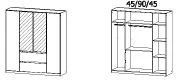 4-türig, 2 Spiegeltüren, 2 Schubkästen