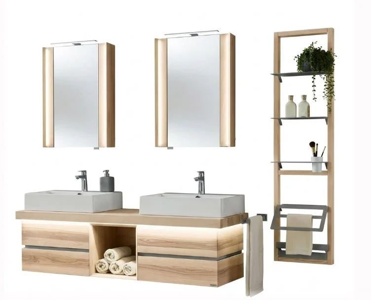 Thielemeyer Fresh Massivholz Badmöbelset 801394 - Komplettset 4-teilig / 177 cm