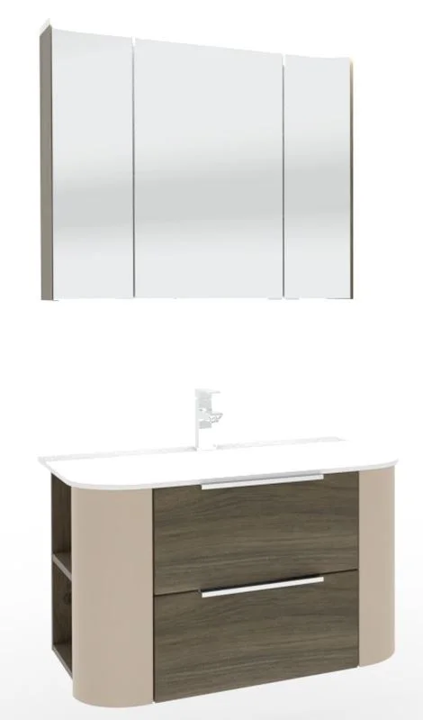 Puris Veluna Badmöbelset mit Stonepluswaschtisch und Spiegelschrank - 80 cm - Ansicht 6