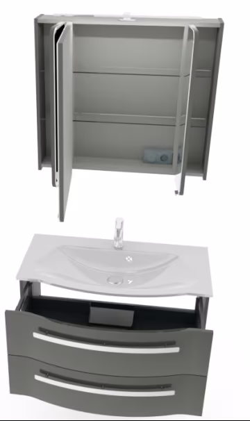 Pelipal 4005 Badmöbel Set mit Spiegelschrank mit Aufsatzleuchte - 92 cm - Ansicht 4