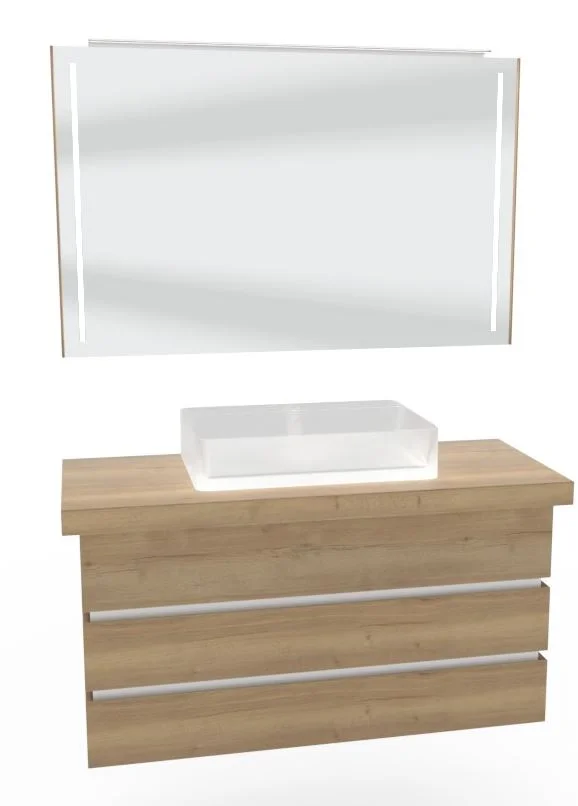 Thielemeyer Fresh Massivholz Badmöbelset mit Aufsatzbecken - 122 cm - Ansicht 3