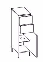 311.013053 - Highboard / 1 Drehtüre / 2 Schubkästen / 1 Einlegeboden / Abdeckplatte / 4 Füße - stehend