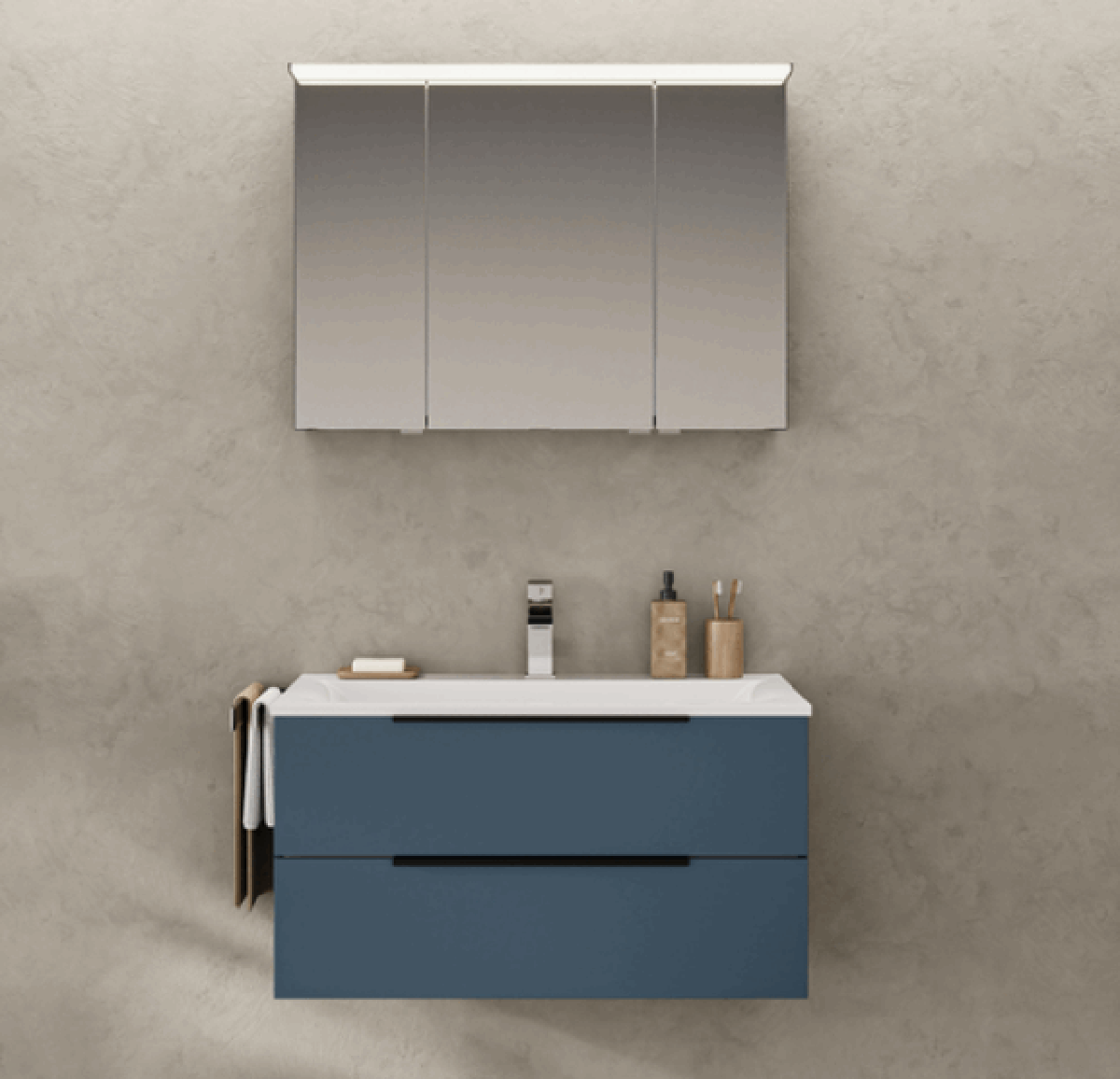 Puris Star Line Badmöbel Set 90,6 cm breit kombinierbar – Glas – Spiegelschrank wählbar