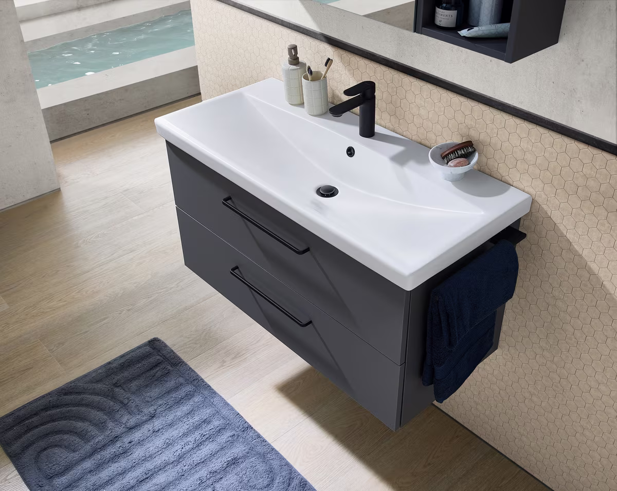 Pelipal 6090 Badmöbelset 100 cm - mit Spiegelschrank und Regal - Ansicht 5