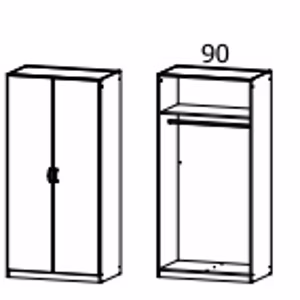 3730 - Drehtürenschrank - Grundvariante 2-türig, 91x197x54 cm