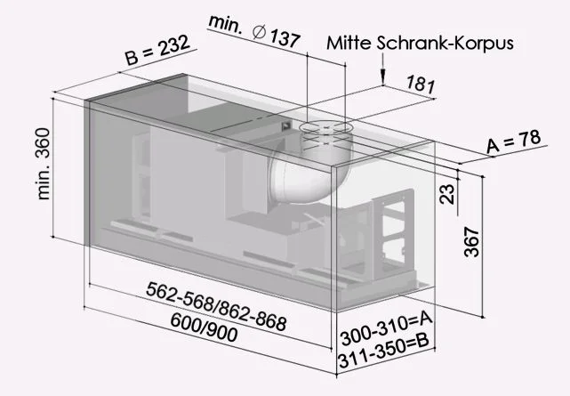 berbel BEH 60 FLU Einbauhaube Firstline Unseen Abluft 1070099/ Umluft 1070098, mit 5 Jahre Garantie - Ansicht 4