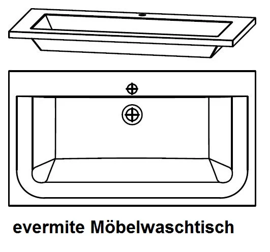 Puris Star Line Badmöbel Set 90 cm - Mineralgusswaschtisch - Ansicht 9