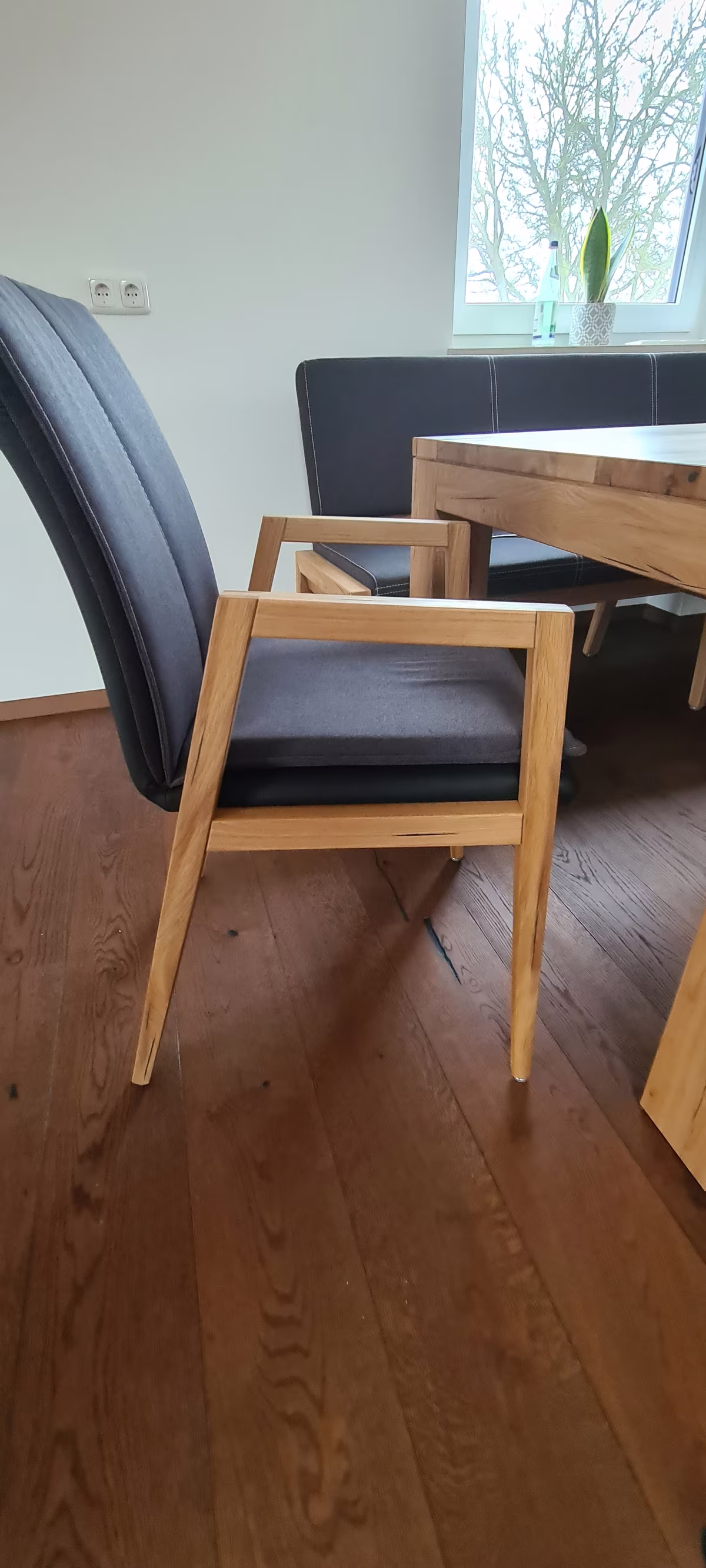 Dudinger Esszimmergruppe - Wildeiche natur geölt mit Crushed Oak Optik und Auszug 100 cm - Ansicht 6