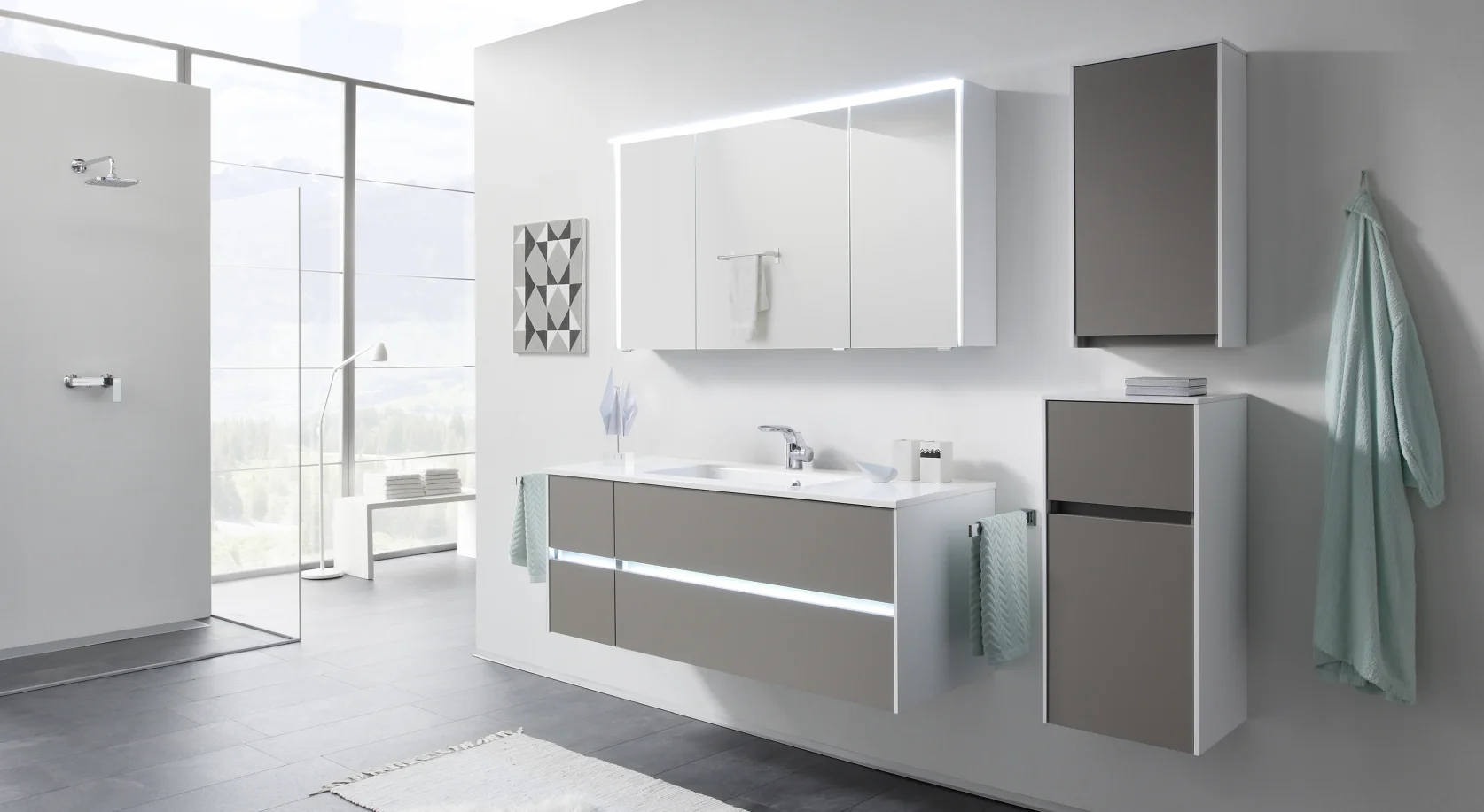 Calmo Waschtischkombination Stilaro 133 cm breit - Becken mittig - Ansicht 3