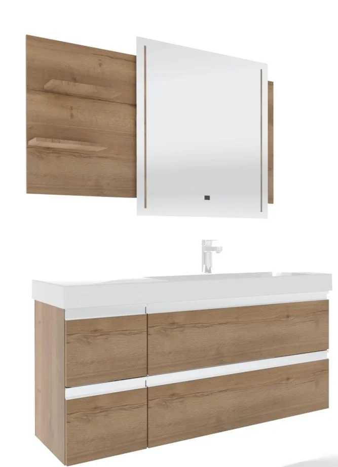 Puris c!puro Badmöbel Set - 120 cm Becken - Ablage links / mit 4 Auszügen