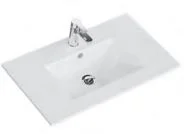 Keramikwaschtisch weiss glanz, mit Armaturbohrung und integriertem Überlauf - 1,5x61x46,5 cm