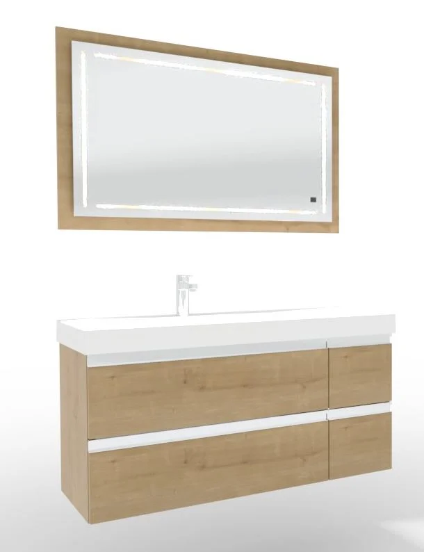 Puris c!puro Badmöbel Set - 120 cm Becken - Ablage rechts / mit 4 Auszügen