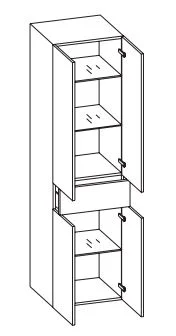 943.015029 Hochschrank / 4 Drehtüren / 3 Einlegeböden / 1 Auszug / inklusive Türdämpfer