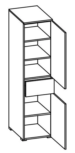 996.333056 Midischrank / 2 Drehtüren / 1 Schubkasten / 3 Einlegeböden / inklusive Türdämpfer / stehend