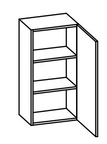 996.333035 Wandschrank / 1 Drehtüre / 2 Einlegeböden / inklusive Türdämpfer / Breite 38 cm / Höhe 76 cm / Tiefe 20 cm