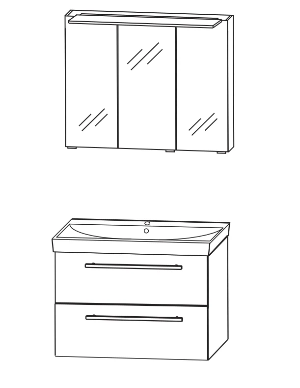 Puris Protection1 - Kombination 70 cm / mit Spiegelschrank Serie A - Ansicht 2