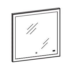980.839022 Flächenspiegel mit LED-Umrandung / mit Touchsensor + Uhr / Breite 90 cm / Höhe 70 cm / Tiefe 3 cm