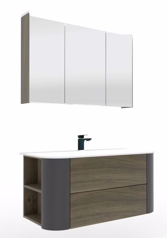 Puris Veluna Badmöbelset mit Stonepluswaschtisch und Spiegelschrank - 100 cm - Ansicht 10