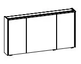 6010-SPS 05, Spiegelschrank inkl. LED Lichtkranz, 3 Drehtüren einfach verspiegelt, mit Schalter und Steckdose - 70,9x134x17,6 cm