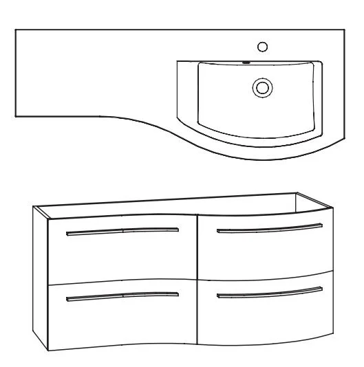 MARLIN 3280cara Waschplatz 120 cm / Waschtisch rechts - Variante 2 - Ansicht 2