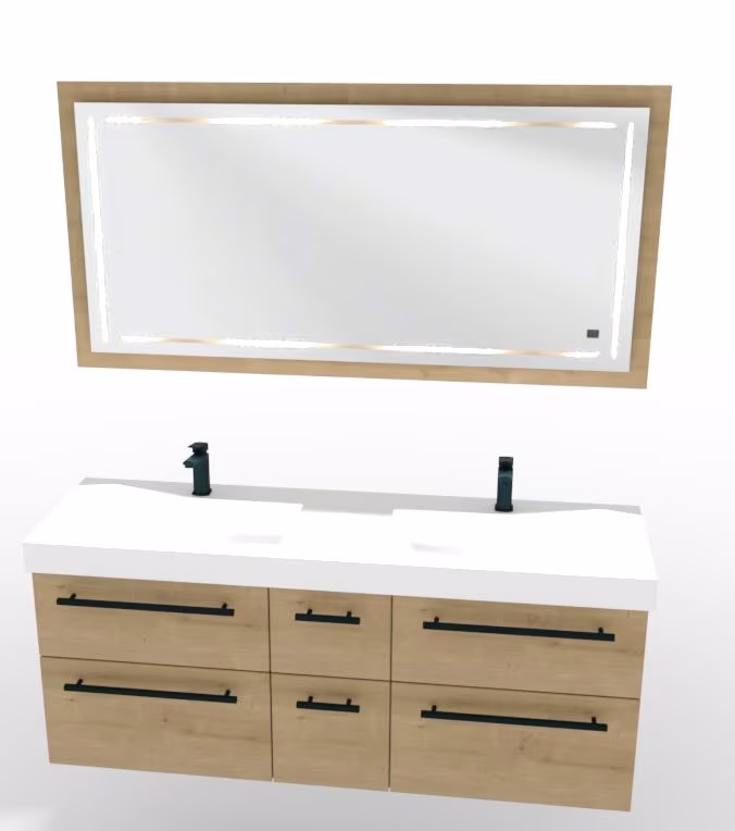 Puris c!mano Badmöbel Set mit Doppelwaschtisch - 150 cm - Ansicht 16