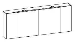 SDED02018 - Spiegeslchrank inkl. 2x LED-Aufsatzleuchte á 60 cm, LED Beleuchtung seitlich,  4-türig, doppelt verspiegelt, mit Schalter und Steckdose - 70,9x182x17,6 cm