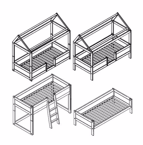 LIFETIME kidsrooms 4 in1 Hausbett mit Deluxe Lattenrost - Ansicht 3
