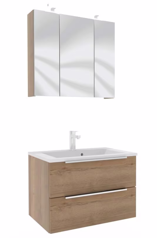 Puris Fresh Badmöbel Set mit Mineralmarmor- oder Glaswaschtisch - 70 cm - Ansicht 7