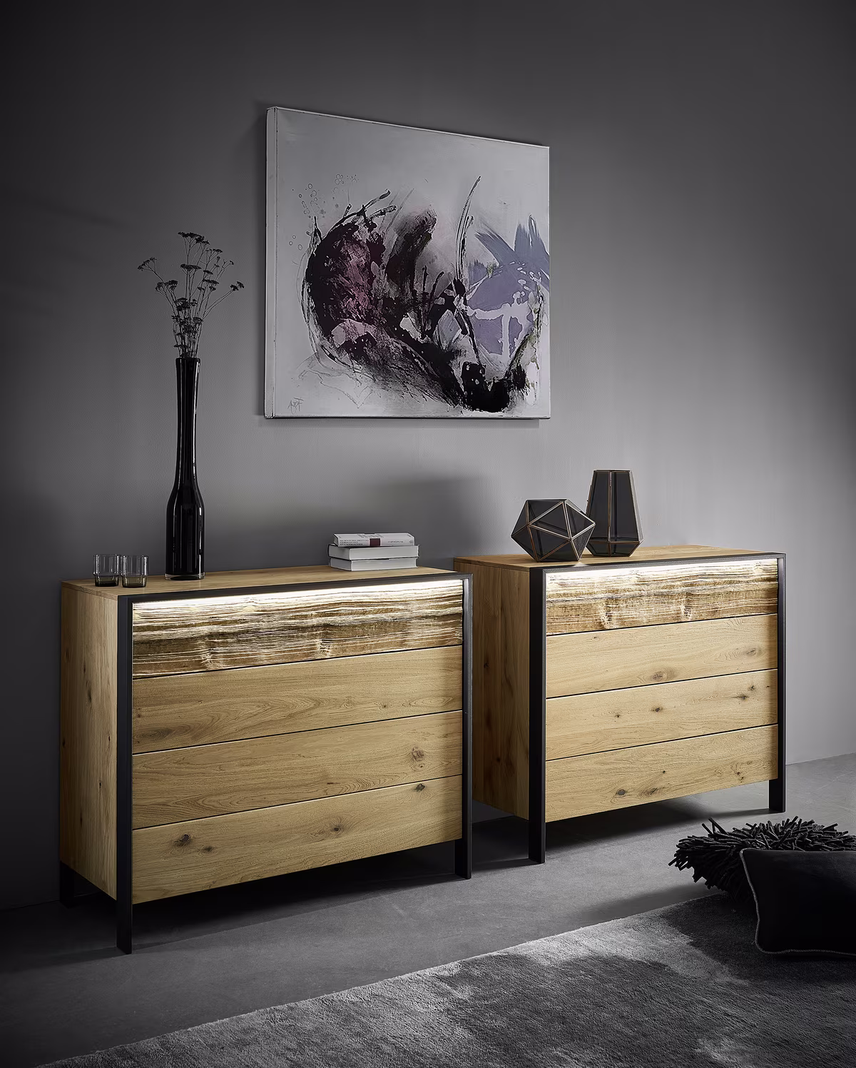 Thielemeyer Steel Kommode mit Spaltholz / 99 cm - Ansicht 3