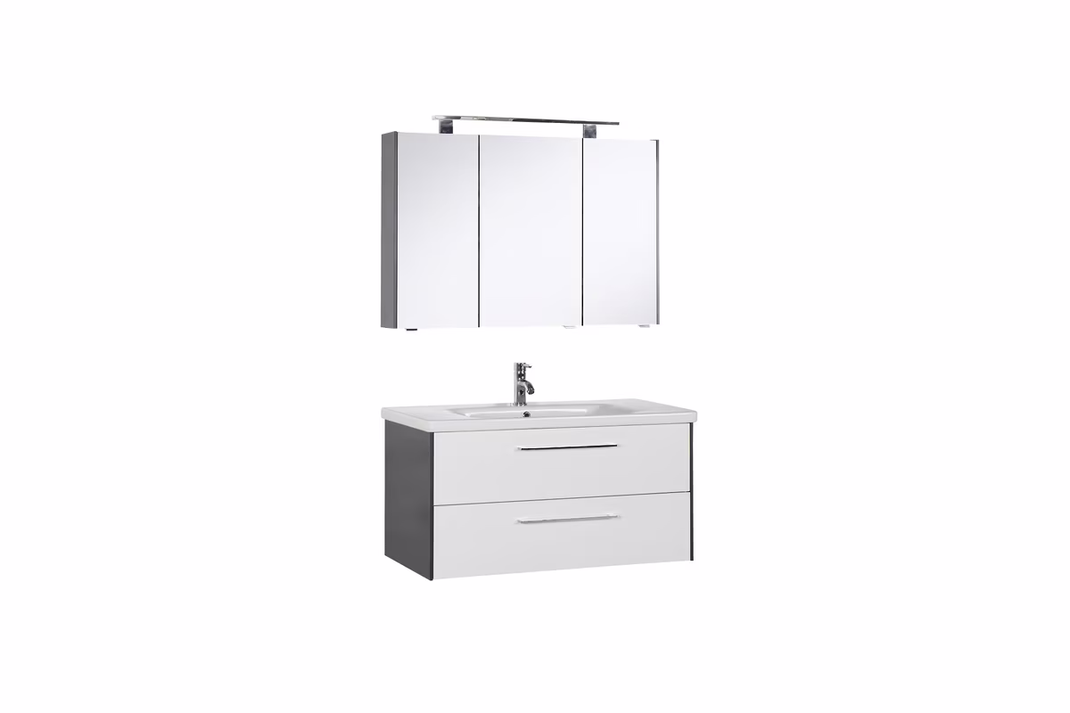 Marlin Bad 3400 - Kombination mit Spiegelschrank - 100 cm breit - Ansicht 2
