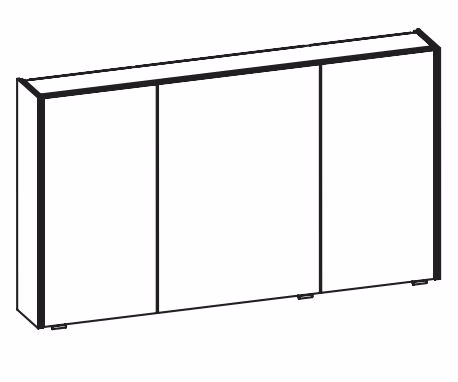 SEEE00112 Spiegelschrank,3 Drehtüren, inkl. seitliche LED-Profila Alu matt, inkl. Schalter und Steckdose - Maße: 70,3x123,2x17,2 cm