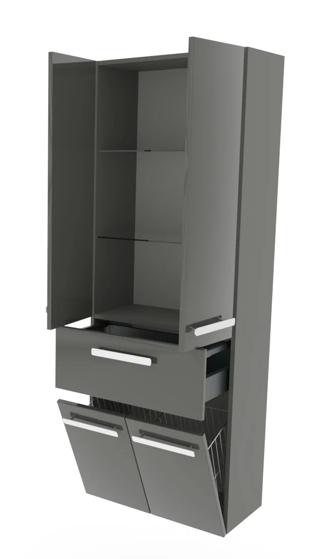 Pelipal 4005 Bad-Hochschrank 60 cm breit - 2 Türen, 1 Auszug, 2 Wäschkippen - Ansicht 2