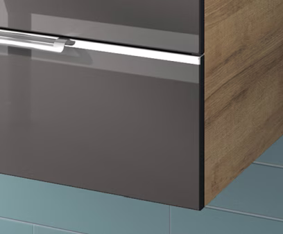 Front: Glas Grau / Korpus: Riviera Eiche quer NB
