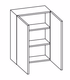 953.015030 Wandschrank / 2 Drehtüren / 2 Einlegeböden / Breite 50 cm / Höhe 70 cm / Tiefe 20 cm