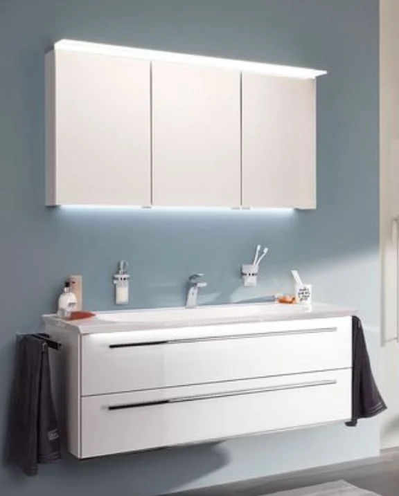 b.bright - Badmöbel-Set 120 cm breit inkl. Spiegelschrank / gerade Form
