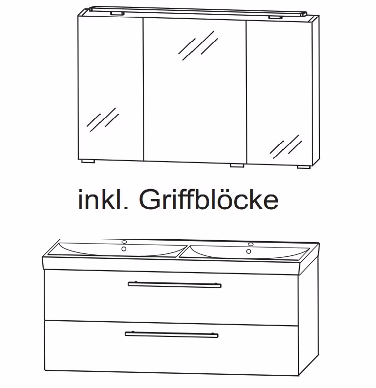 Puris Protection1 - Kombination 2 - 120 cm / mit Spiegelschrank Serie B - Ansicht 2