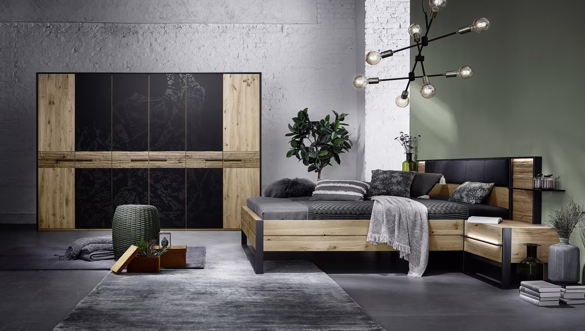 Thielemeyer Steel Drehtürenschrank / 6-türig mit 4 Colorglastüren und Kristallmotiv - Ansicht 5
