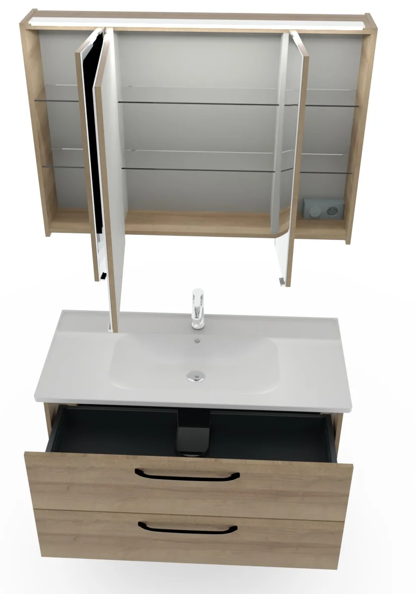 Pelipal TrenTino Badmöbel Set 107 cm breit - Spiegelschrank wählbar - Ansicht 7