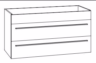 WKHBSA9 Waschtischunterschrank, 1 feste Blende, 1 Auszug, 1 Schubkasten - Maße: 97x60,6x49,3 cm