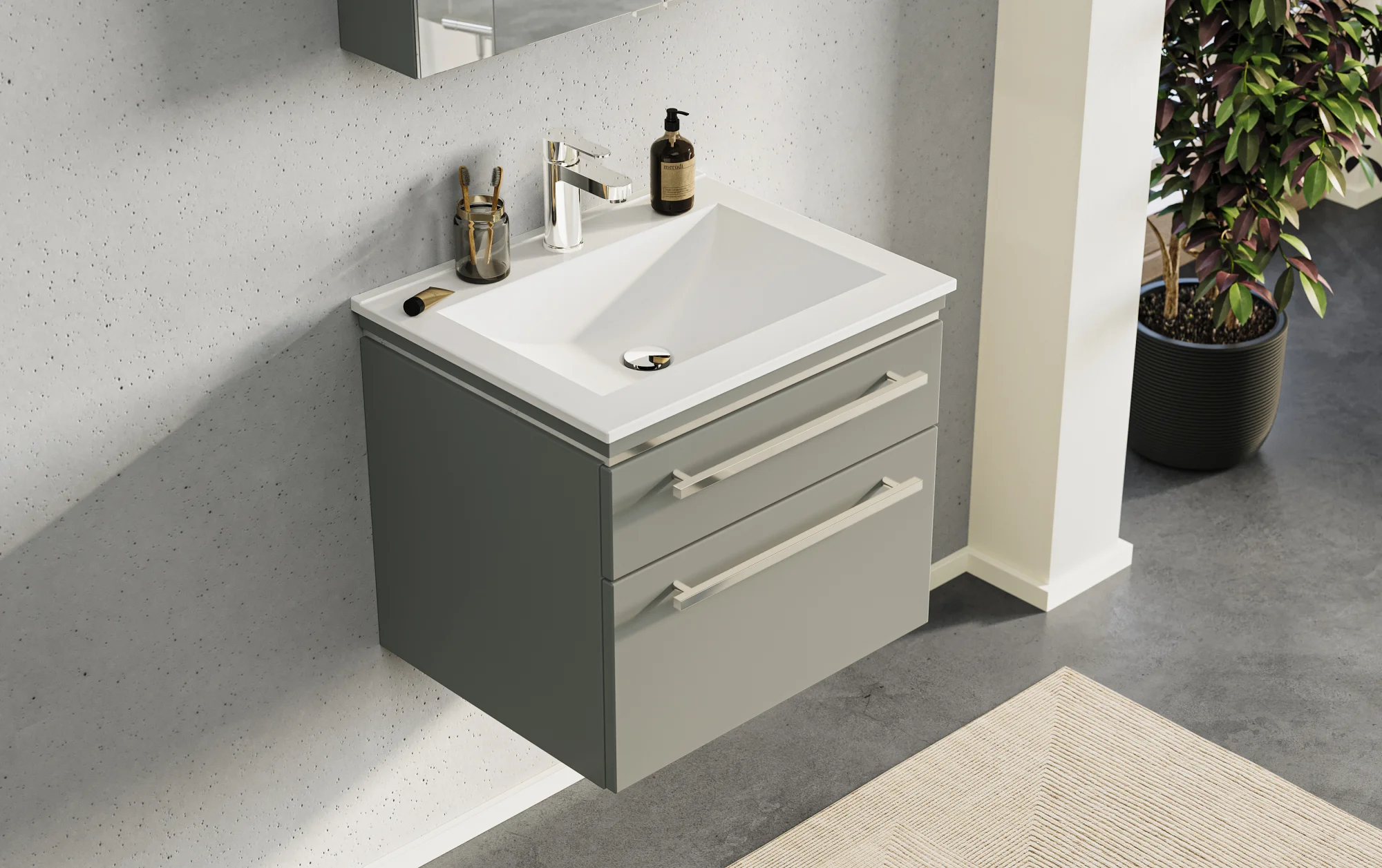 Puris Cool Line Badmöbelset 60 cm - mit Spiegelschrank Serie A - Ansicht 3