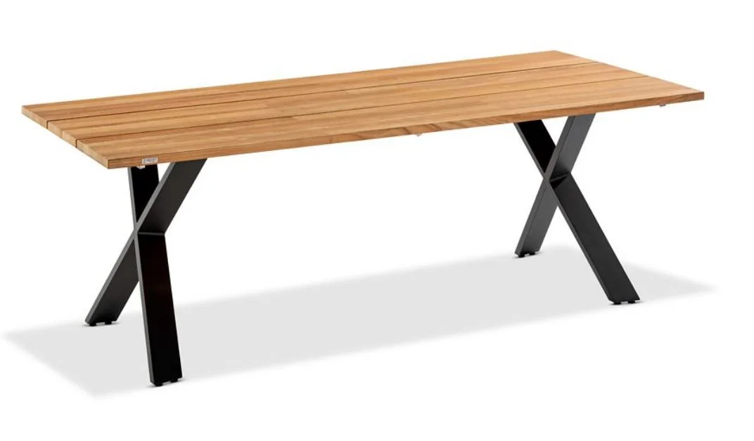 Niehoff Garden Esstisch Noah mit X-Gestell Anthrazit - Teak Platte / T3G9-