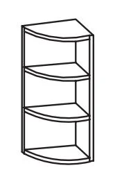 980.417000 Abschlussecke für Wandschrank / 2 feste Böden / Breite 30,7 cm / Höhe 70 cm / Tiefe 18,2 cm (+50,00 €)