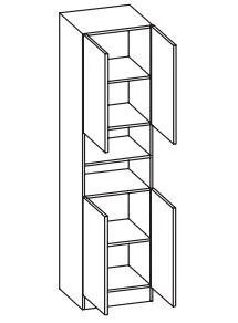 335.015028 Hochschrank / 4 Drehtüren / Nische / 3 Einlegeböden / Breite 50 cm / Höhe 195,5 cm / Tiefe 33 cm - stehend
