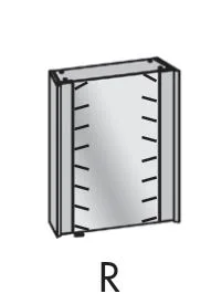 800047/ 801047 Spiegelschrank rechts  mit LED-Beleuchtung, Kippschalter rechts verbaut zum Schalten und Steuern der Lichtfarbe (Warm- oder Neutrallicht), Doppelsteckdose 1 Spiegeltür rechts beidseitig verspiegelt 2 Glaseinlegeböden Breite: 62 cm / Höhe: 7