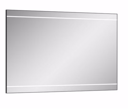 FELLS4512, Funktionsflächenspiegel umlaufend von schwarz mattem Profil eingefasst, inkl. durchgehender LEDplus-Lichtstreifen oben und unten in der Spiegelfläche, inkl. Touchschalter unten mittig - 70x120x3,2 cm