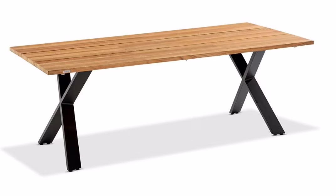 Niehoff Garden Esstisch Noah mit X-Gestell Anthrazit - Teak Platte / T3G9-