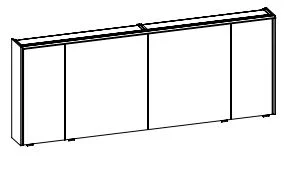 6010-SPS 07, Spiegelschrank inkl. LED Lichtkranz, 4 Drehtüren einfach verspiegelt, mit Schalter und Steckdose - 70,9x184x17,6 cm