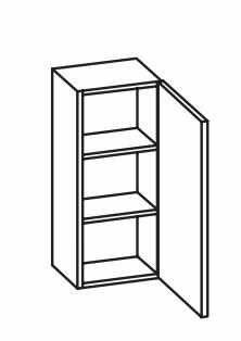 380.013030 Wandschrank / 1 Drehtüre / 2 Einlegeböden / Breite 30 cm / Höhe 70 cm / Tiefe 20 cm